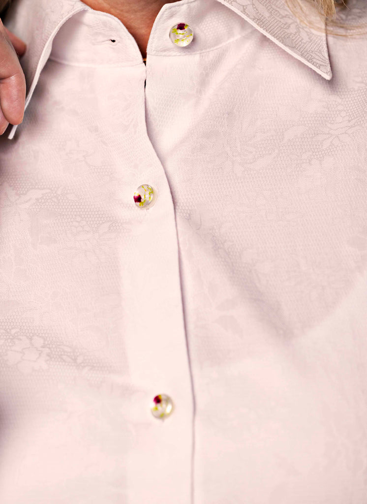 Women's Modern Fit Dress Shirt in White Floral  Lorenzo Uomo