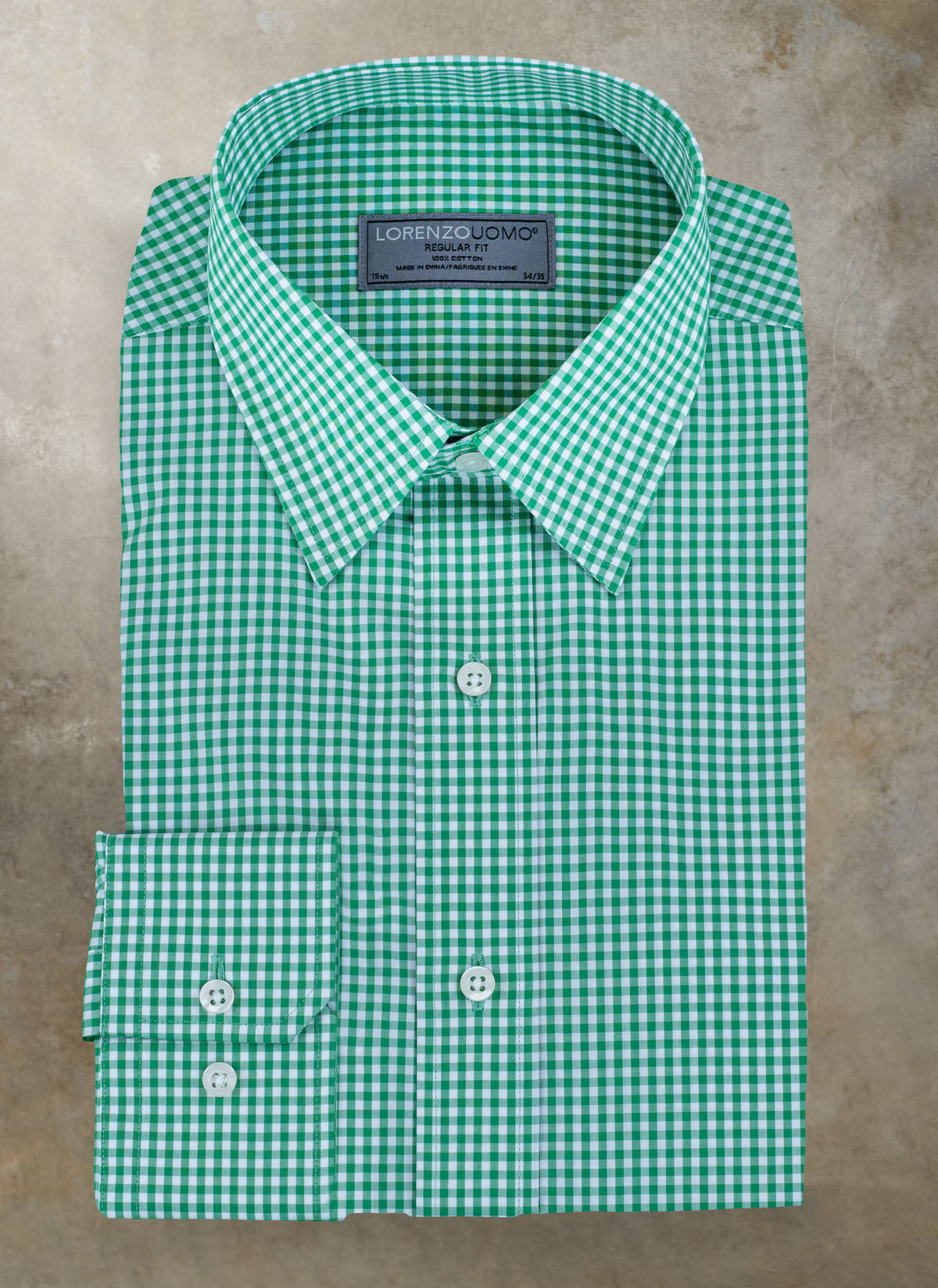 mini gingham dress shirt William Fullest Fit Shirt in Green and White Mini Gingham, 17 34/35