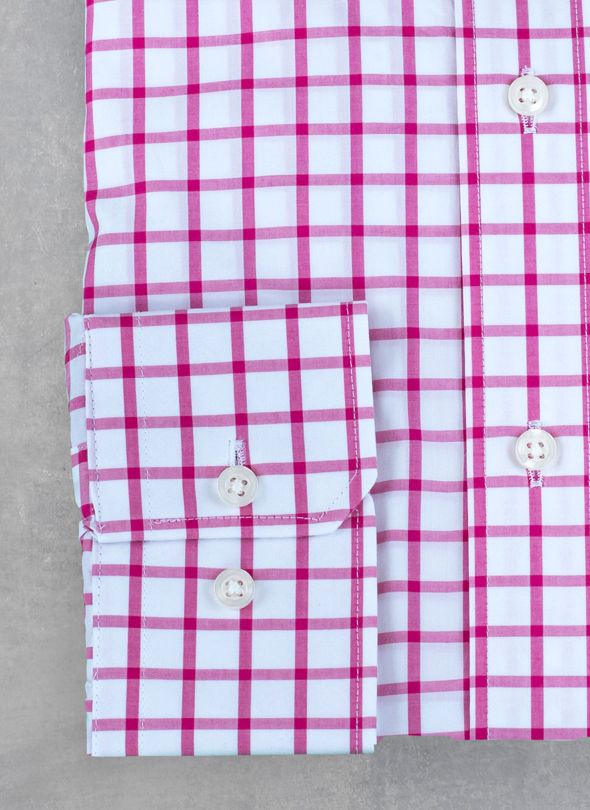 William Fullest Fit Shirt in Pink and White Large Windowpane, 16 34/35