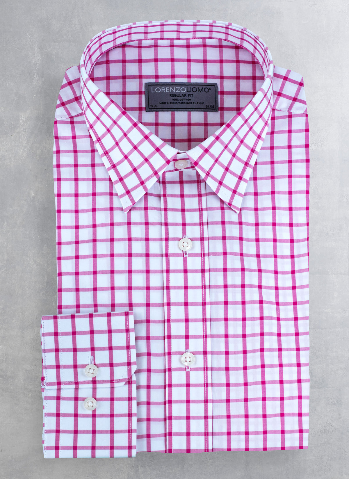 William Fullest Fit Shirt in Pink and White Large Windowpane, 18 34/35 William Fullest Fit Shirt in Pink and White Large Windowpane, 18 34/35