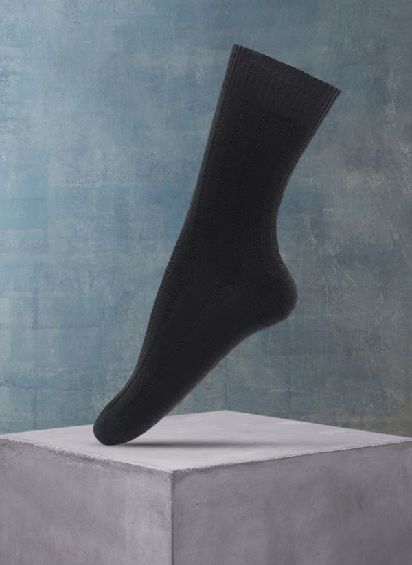 Women's Ribbed Cashmere Sock in Black