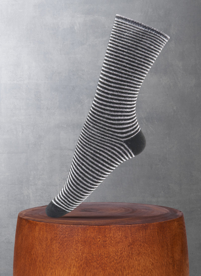 Thin Stripe Sock in Light Grey
