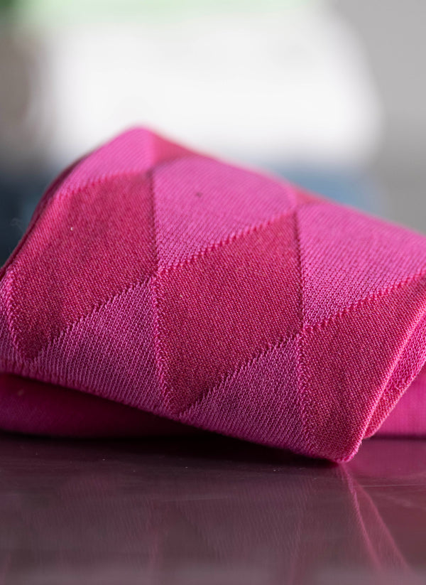 Mercerized Cotton Diamond Sock in Fucshia