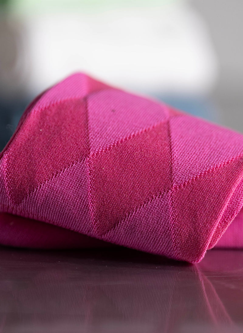 Mercerized Cotton Diamond Sock in Fucshia