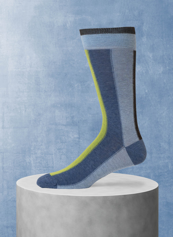 Vertical Color Block Stripe Sock in Navy