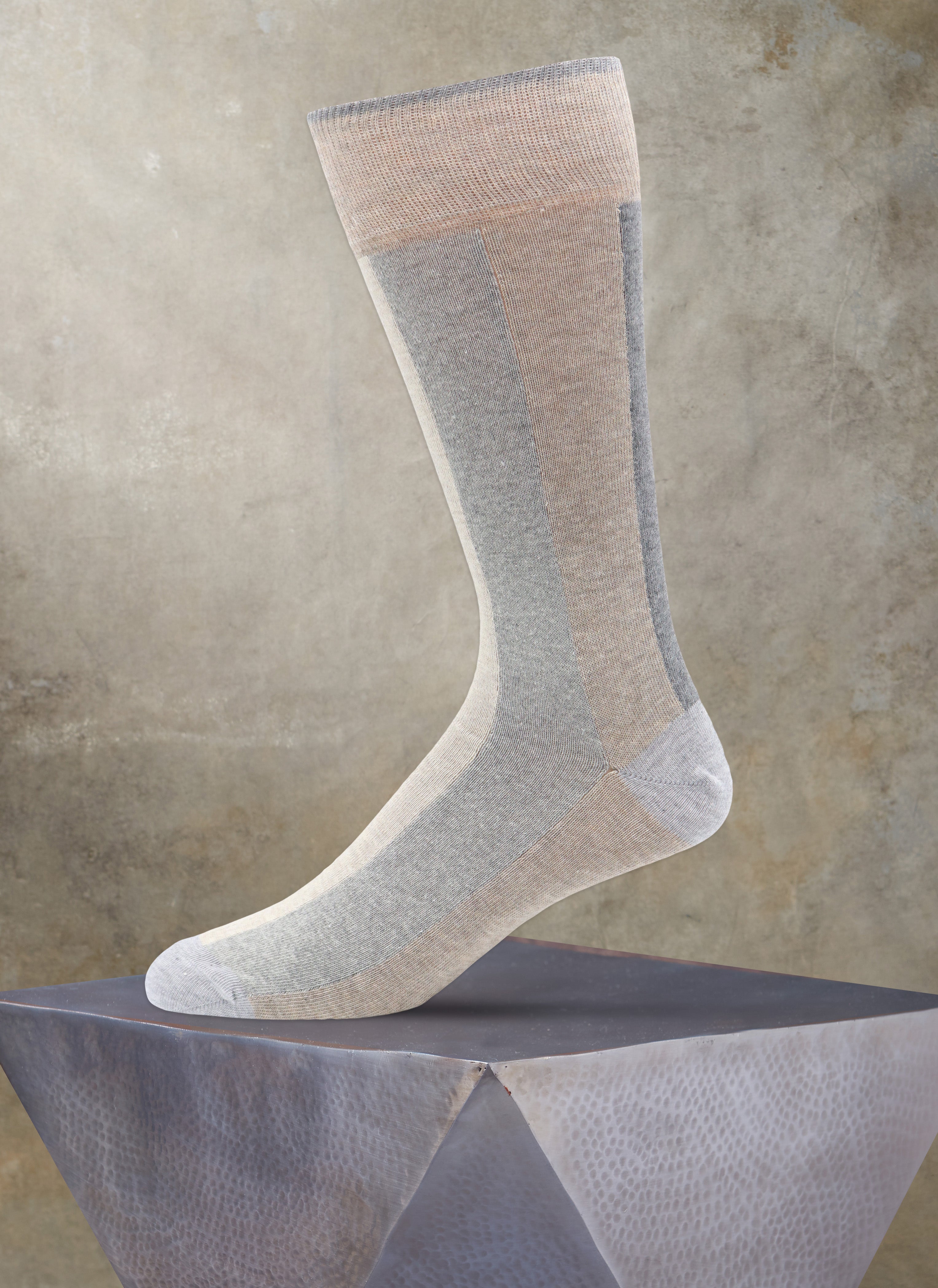 Vertical Color Block Stripe Sock in Taupe – Lorenzo Uomo