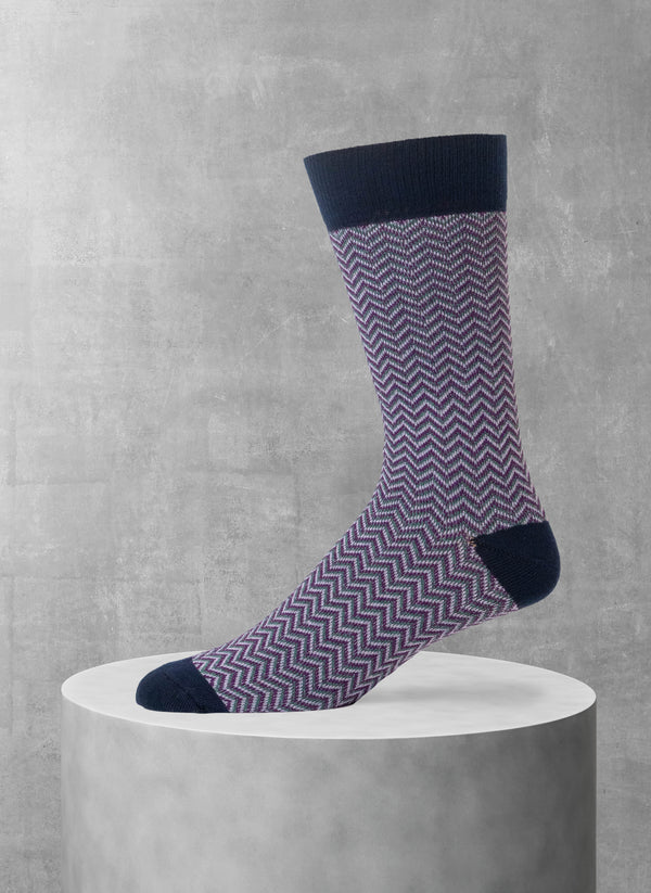 Herringbone Cotton Sock in Navy