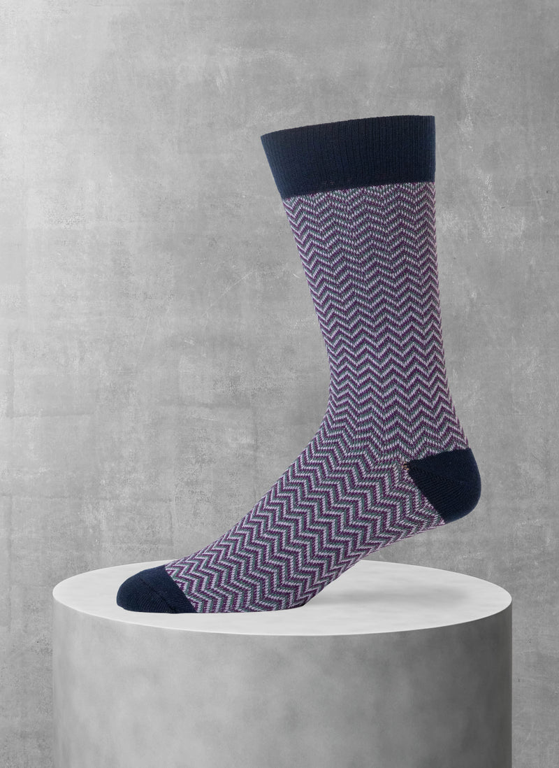 Herringbone Cotton Sock in Navy