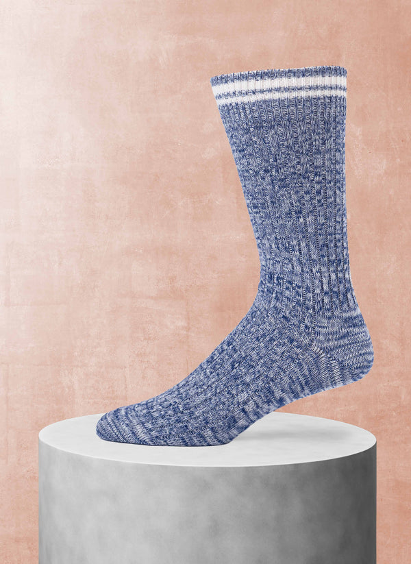 Twisted Solid Cotton Sock in Navy Blue