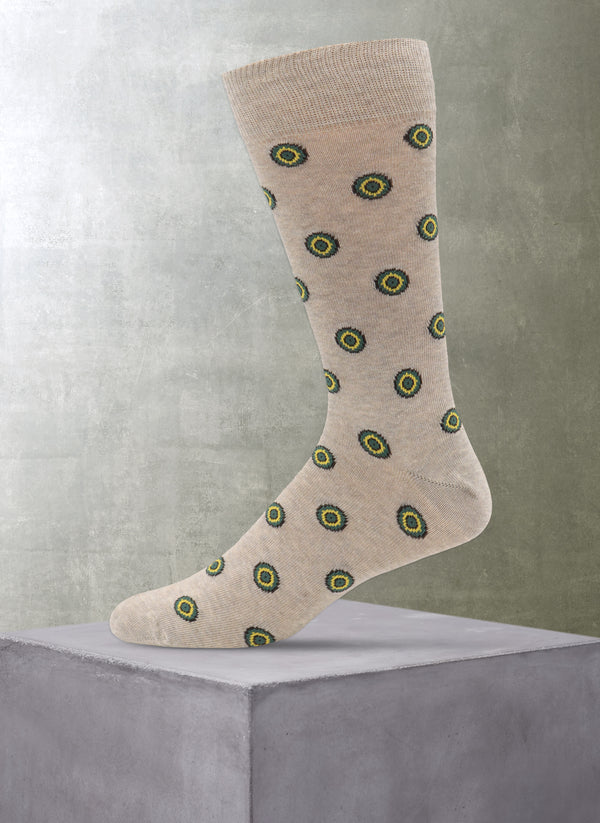Round Medallion Cotton Sock in Taupe