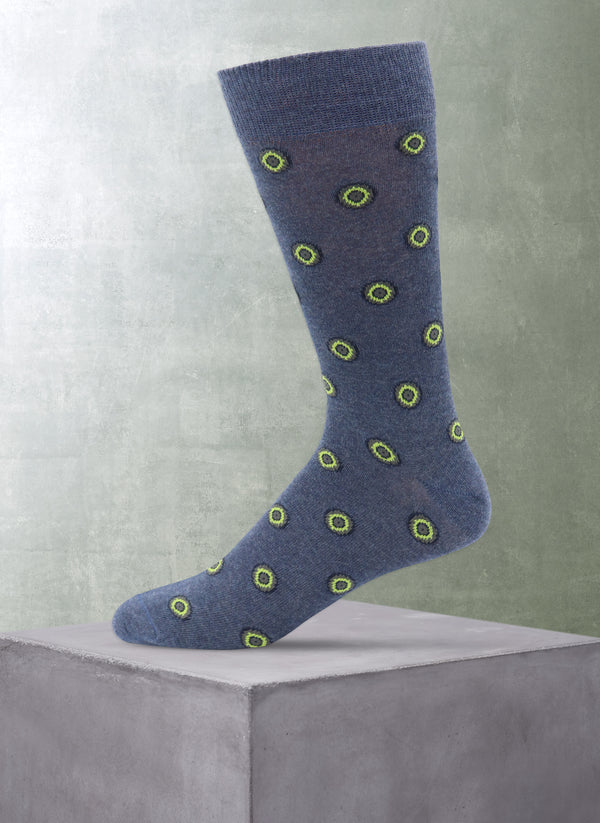 Round Medallion Cotton Sock in Navy