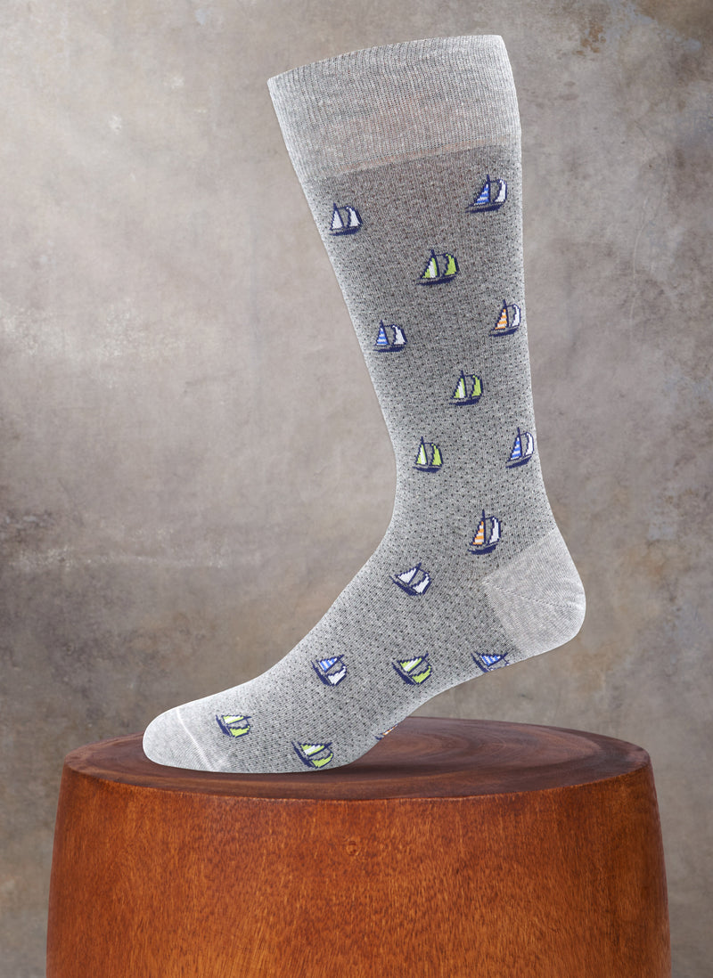 Pique Sailboat Sock in Grey