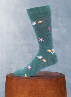 Sea Animals and Divers Sock in Teal