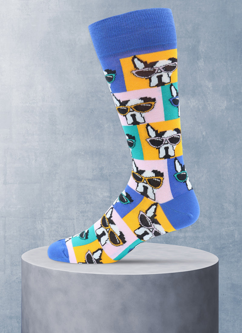 Pop Art Dog Sock in Royal Blue