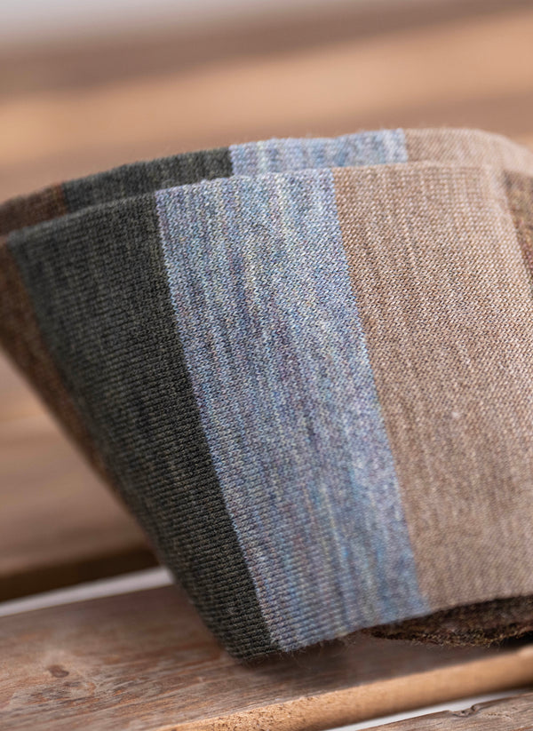 Merino Wool Color Block Cushion Foot Sock in Taupe