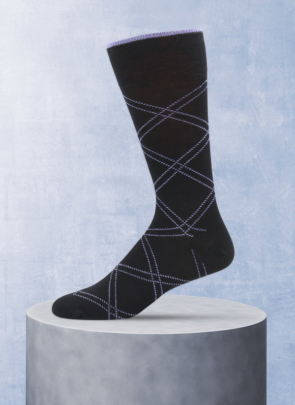 Merino Wool Raker Sock in Black