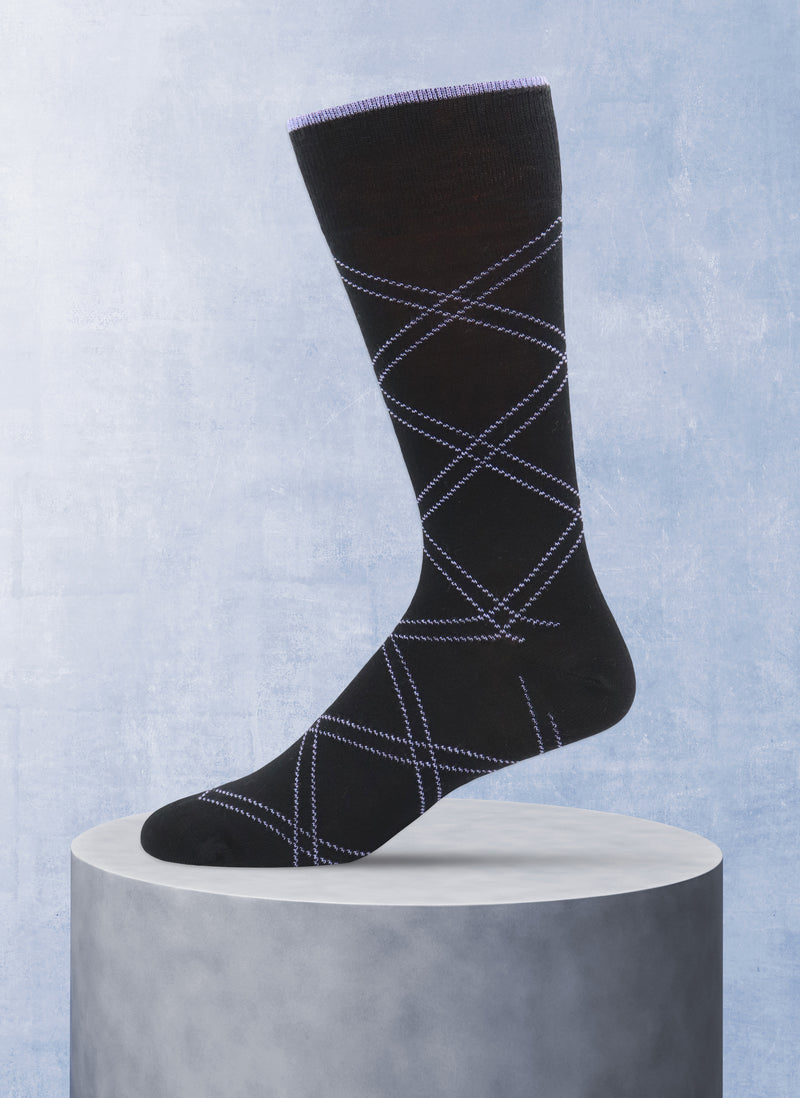 Merino Wool Raker Sock in Black