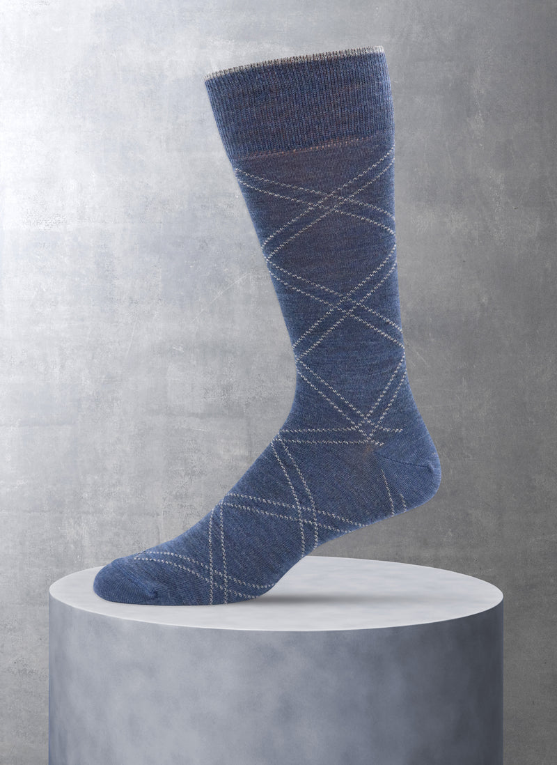 Merino Wool Raker Sock in Denim