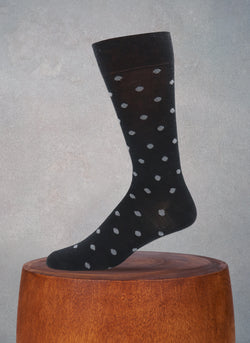 Merino Wool Stacked Small Dots Sock in Black