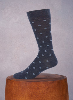 Merino Wool Stacked Small Dots Sock in Navy
