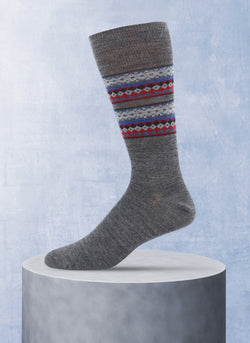 Merino Wool Fairaisle Sock in Charcoal