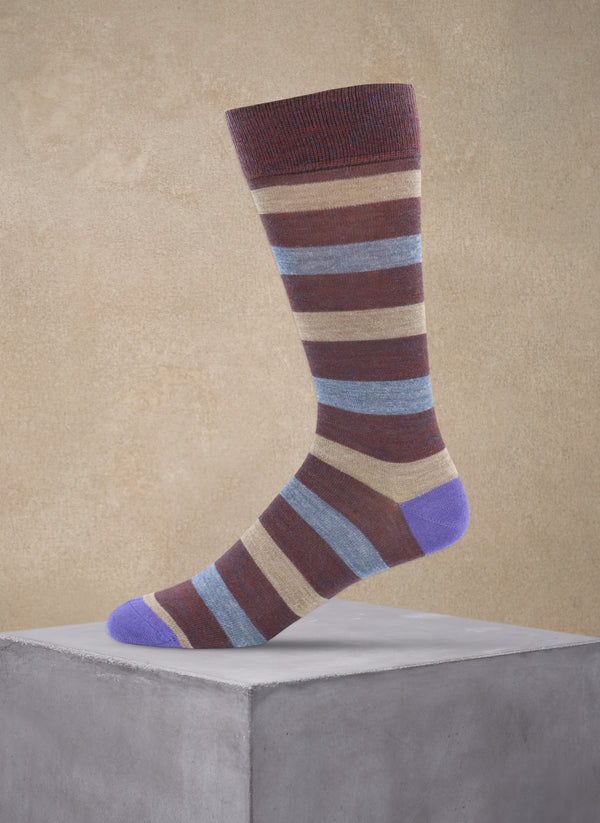 Merino Wool Bar Stripe Sock in Dark Purple