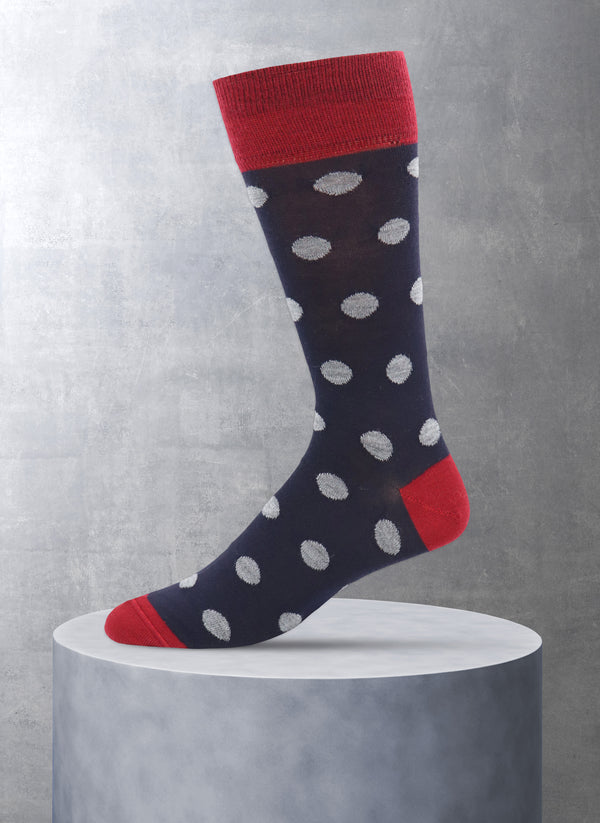Merino Wool Large Dot Sock in Navy
