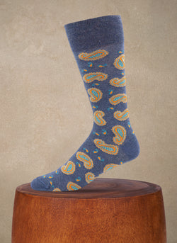 Large Paisley Sock in Denim