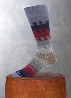 Three Stripe Sock in Denim