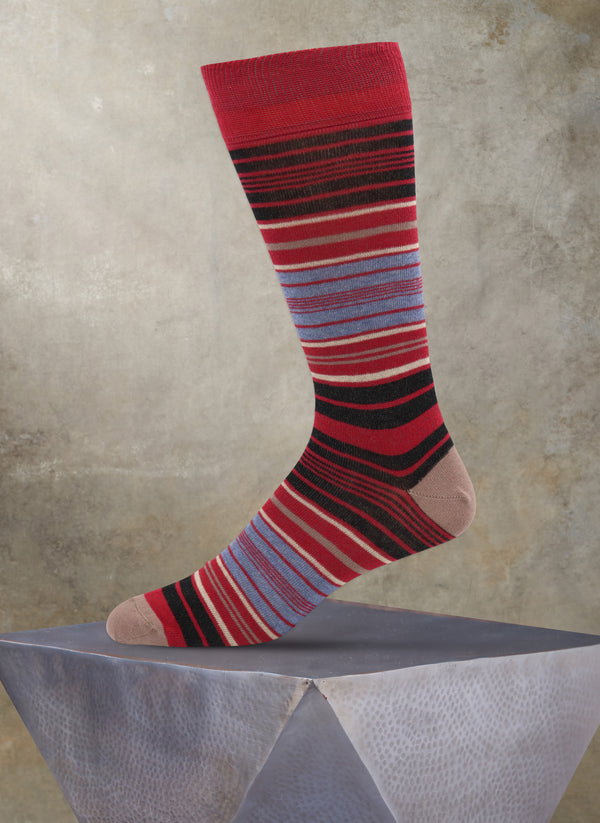 Multi Stripe Sock in Red