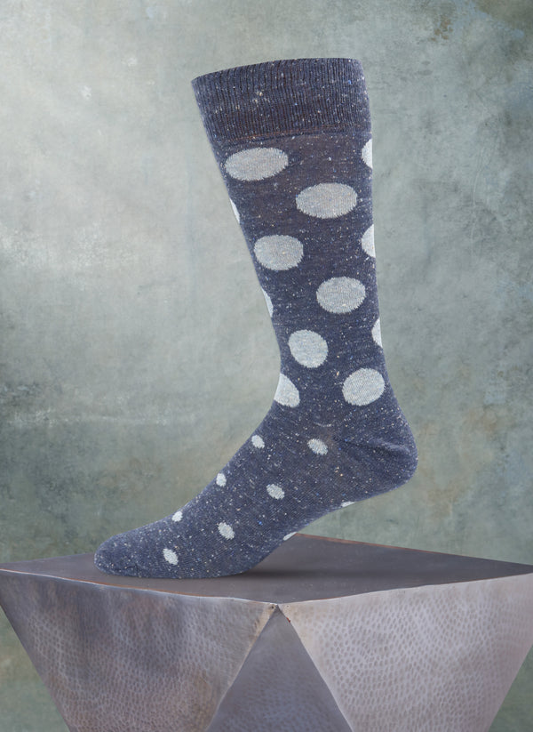 Smart Large and Small Dot Sock in Denim