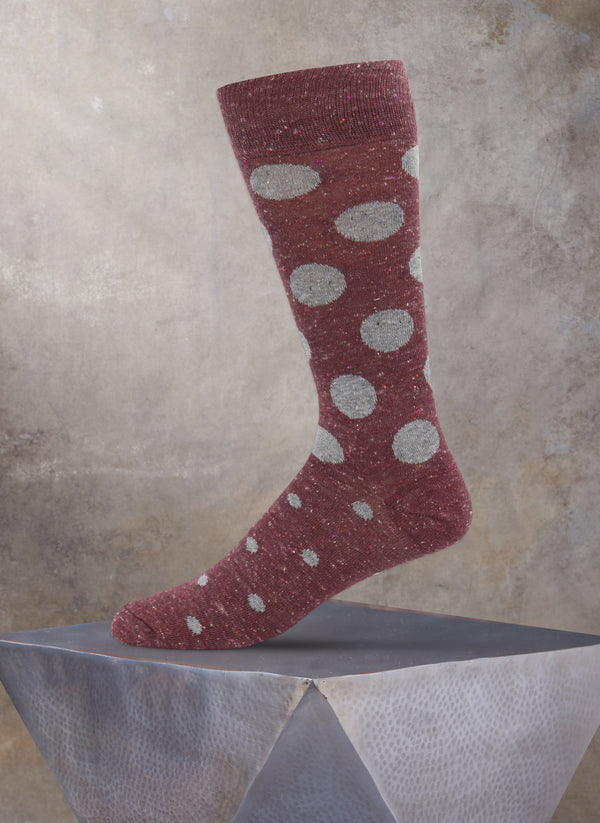 Smart Large and Small Dot Sock in Burgundy