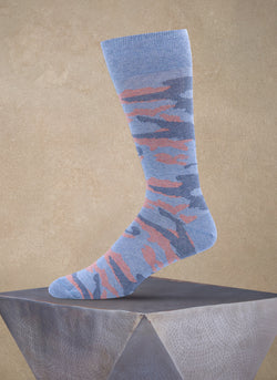 Mille Righe Camo Sock in Denim