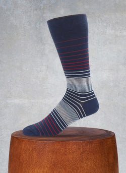 Faded Stripe Sock in Navy