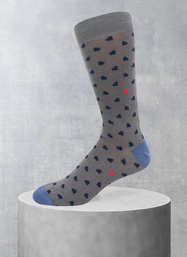 Love Heart Sock in Light Grey