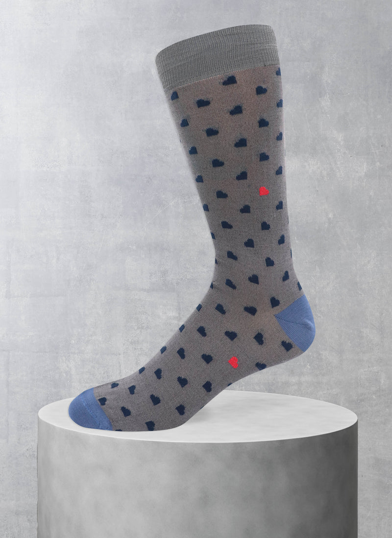 Love Heart Sock in Light Grey