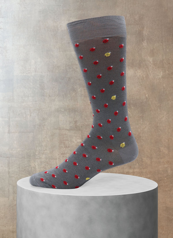 Ladybugs Sock in Charcoal