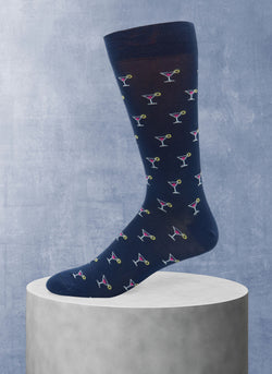 Martini Glasses Sock in Navy – Lorenzo Uomo