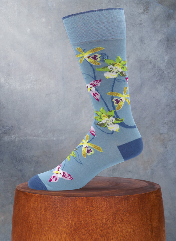 Topical Flowers Sock in Denim