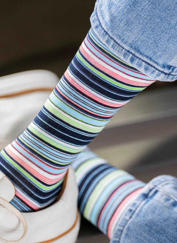 Mille Righe Stripe Sock in Light Blue