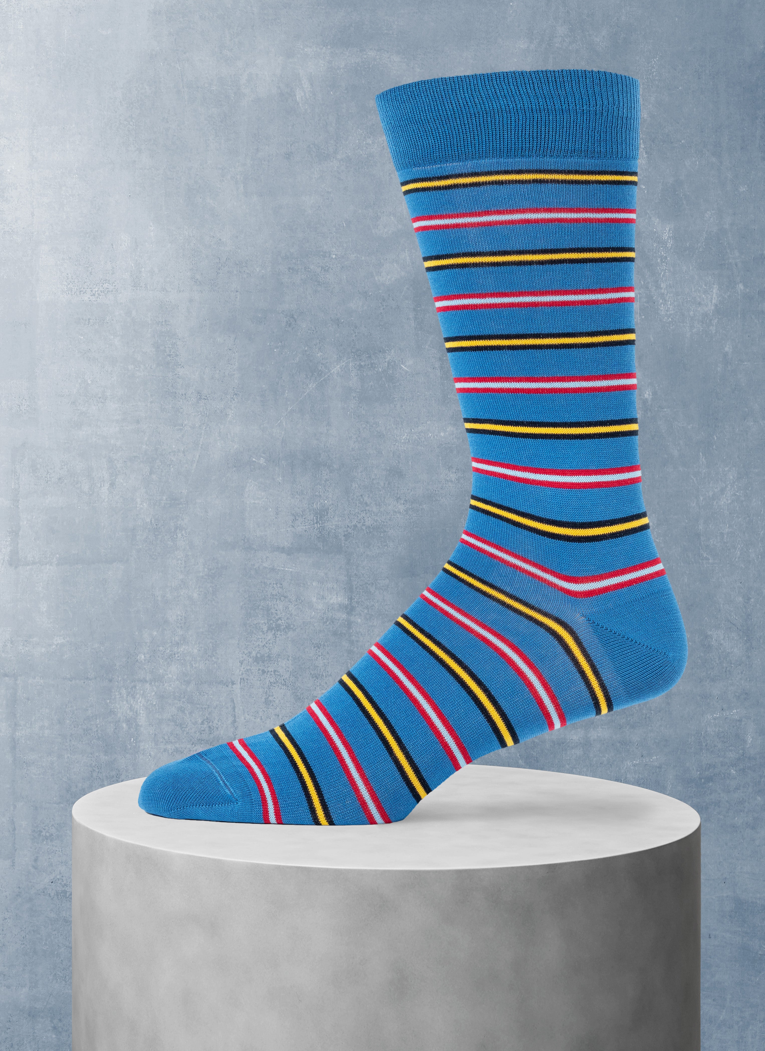 Bright Double Stripe Sock in Blue – Lorenzo Uomo