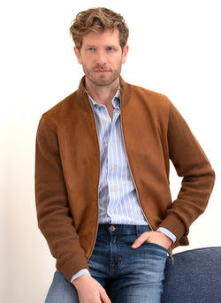 Men's Campagna Cashmere Sweater Jacket in Brown Suede – Lorenzo Uomo