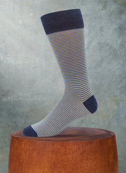 Alternating Thin Rugby Stripe Sock in Denim