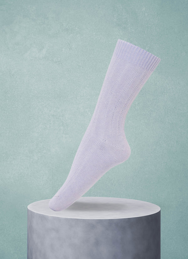 Women's Ribbed Cashmere Blend Sock in Light Purple