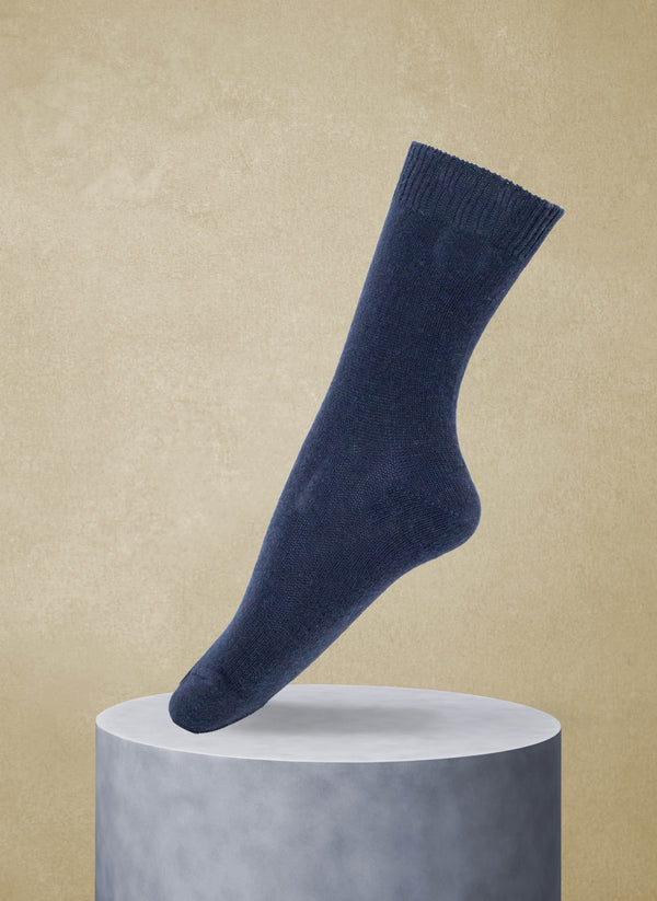 Women's Flat Knit Cashmere Blend Sock in Navy