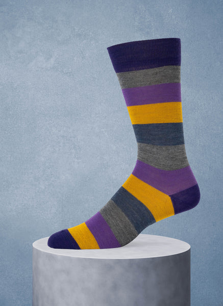 Merino Wool Color Block Sock in Purple – Lorenzo Uomo