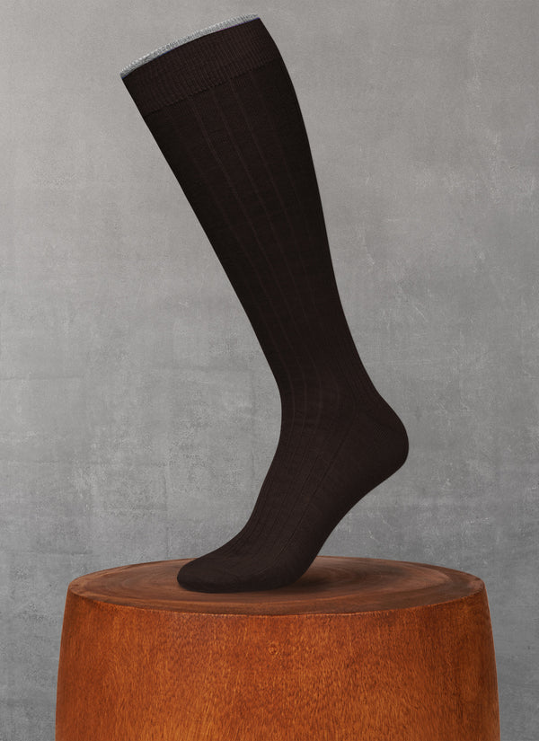 Mercerized Cotton Long Sock in Brown