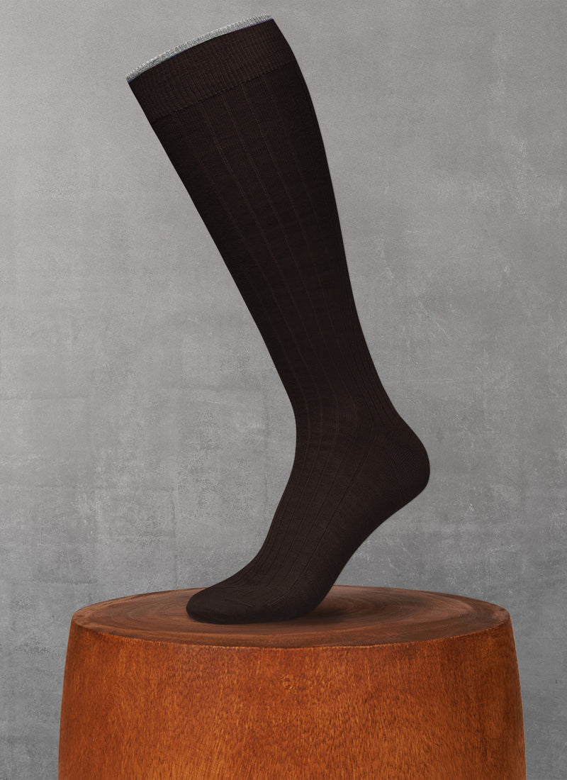 Mercerized Cotton Long Sock in Brown