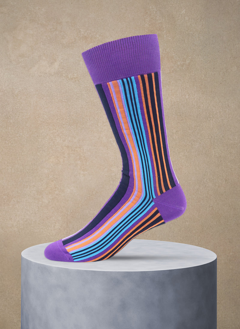 Vertical Multi Stripe Sock in Purple