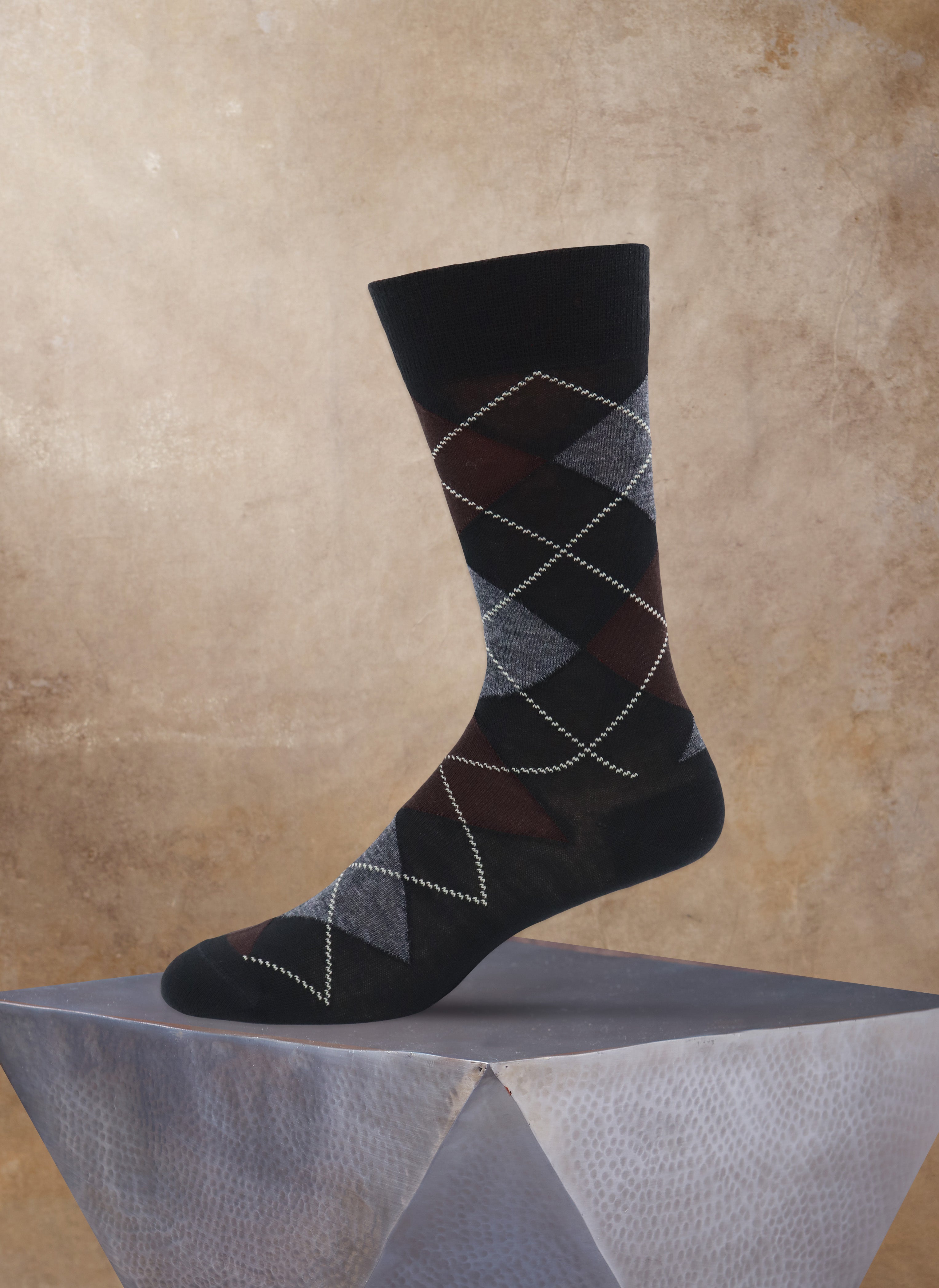 MERINO LAMBS WOOL SOCKSTOLE #BROWN MARL [R5128-AW25]